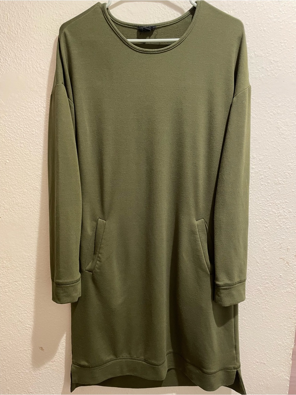 🔥 Tacera Olive Green Sweatshirt Dress • Pockets • PM